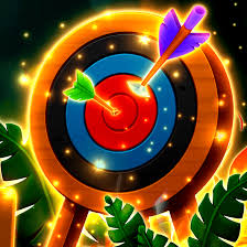 Forest Fortune Target gameplay showing archery target with multiplier bonuses and coin rewards
